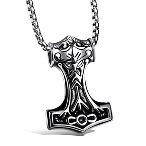 Collier pendentif marteau de Thor Mjölnir en acier inoxydable vintage pour hommes