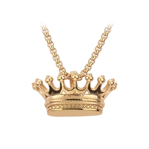 Titanium Stainless Steel Crown Pendant Necklace For Men Women Hip Hop Fashion Jewelry Gold Silver Plated Box Chain Accessories
