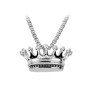 Hip hop style silver crown pendant necklace with box chain for men and women