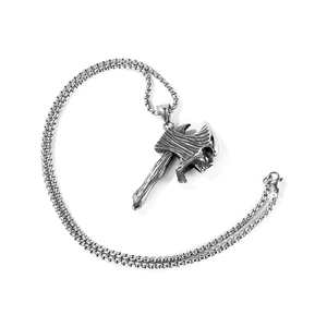 Pendentif hache de combat crâne hip hop pour homme sur une chaîne en acier inoxydable