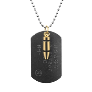 Men's Military Dog Tag Necklace US Army Engraved Bullet Pendant Titanium Steel Ball Chain Vintage Jewelry Gift for Him