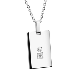 Collier Pendentif Rectangle en Acier Titane Minimaliste Avec Strass Bijoux de Cou Géométriques Carrés pour Hommes Femmes Quotidien