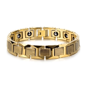 Men's Tungsten Steel Magnetic Health Therapy Bracelet Fashion Geometric Link Bracelet Jewelry For Men Gold Silver Black