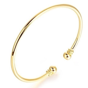Elegant Gold Plated Copper Spiral Bead Open Bangle Bracelet For Women Wedding Lucky Blessing Adjustable Hand Jewelry