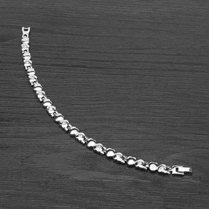Bracciale a maglie rosa d'argento per donna con strass e funzione magnetica curativa