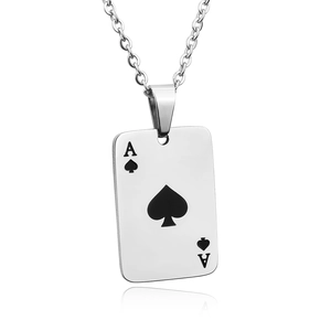 Hip Hop Titanstahl Pik-As Anhänger Halskette Für Herren Damen Personalisierte Pokerkarte Charm Schmuck Zubehör Geschenk