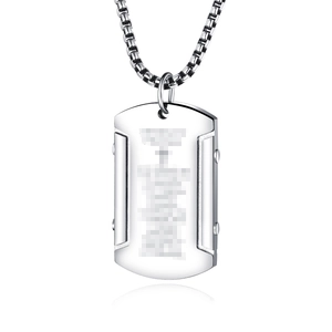 Collier plaque militaire en acier inoxydable de style industriel avec rivets pour hommes