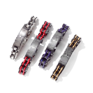 Bracelets de chaîne de moto rétro pour hommes en acier titane, couleurs argent, or et rouge
