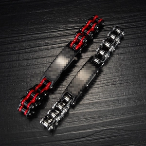 Bracelets de chaîne de moto pour hommes en acier inoxydable rouge et argent