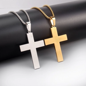 Minimalistische Doppelkreuz-Halsketten aus Edelstahl in Gold und Silber mit Box-Ketten