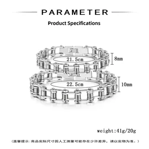 Paramètres de taille pour bracelets de motard en acier inoxydable de 8 mm et 10 mm