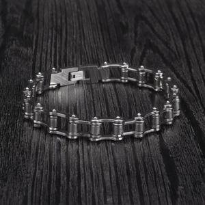 Bracelet chaîne de moto poli en acier inoxydable argenté pour hommes et femmes
