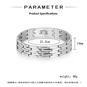 Spécifications du bracelet homme en acier inoxydable avec dimensions et poids précis