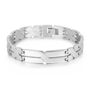 Minimalist Stainless Steel X-Link Chain Bracelet For Men Silver Polished Industrial Style Fashion Jewelry Wristband Gift