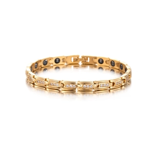 Rosegoldenes Magnettherapie-Armband aus Titanstahl mit funkelnden CNC-Zirkonen für Damen