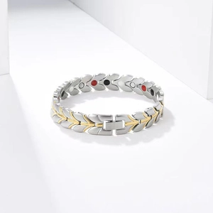 12mm wheat pattern titanium steel magnetic health bracelet with gold and silver links