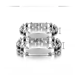 Industrial bike chain bracelet specifications for stainless steel silver and black jewelry