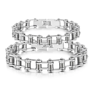 Bracelet Chaîne de Vélo en Acier Inoxydable Punk Industriel pour Hommes Femmes Poignet à Maillons Mécaniques Bijoux
