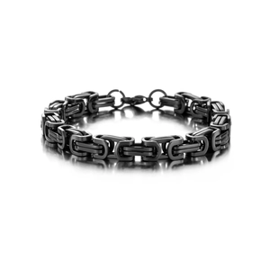 Detailed view of the black Byzantine chain bracelet for men with lobster claw clasp closure