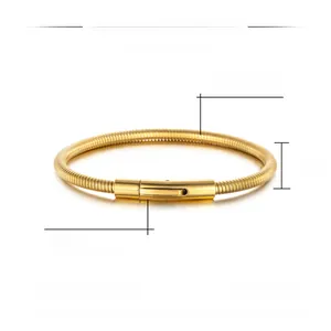 Detail of 4mm gold-plated stainless steel snake chain bracelet with size measurements