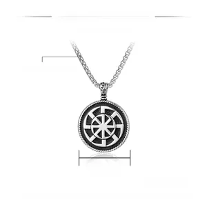 Detailed specs showing a 31mm Viking Kolovrat pendant on a 550mm square pearl chain