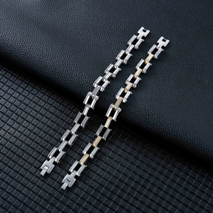 Industrial style multi-layer stainless steel men's bracelet with mechanical chain design
