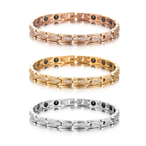 Damen Titanstahl Magnetfeldtherapie Armband Strass Eingelegt Gold Roségold Silber Armreif Gesundheitspflege Schmuck Geschenk