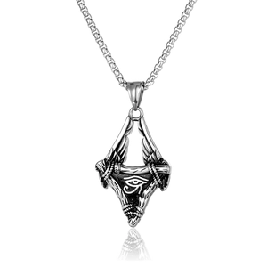 Vintage Stainless Steel Eye Of Horus Pendant Necklace For Men Women Egyptian Triangle Wings Hip Hop Jewelry Gift