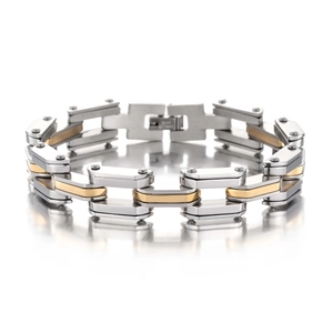 Men Industrial Mechanical Chain Bracelet Titanium Stainless Steel Two Tone Silver Gold Electroplated Fashion Jewelry Gift