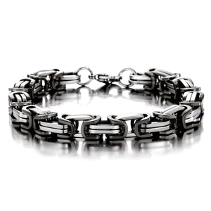 Mens Byzantine box chain bracelet in two-tone stainless steel with lobster clasp