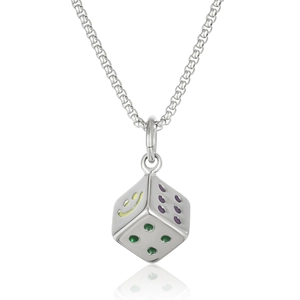 Collana con Pendente a Dado in Acciaio Inossidabile per Uomo Donna Hip Hop Dado Fortunato Faccina Smaltata Gioielli Punk Regalo Senza Catena Catena Box