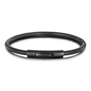 Minimalist black elastic snake chain bracelet in titanium steel with a sleek magnetic clasp