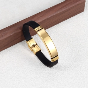 Minimalist silicone and gold stainless steel bracelet with sleek folding clasp for couples