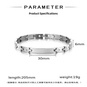 Détail montrant les dimensions du bracelet à maillons en acier poli de 6mm pour femme