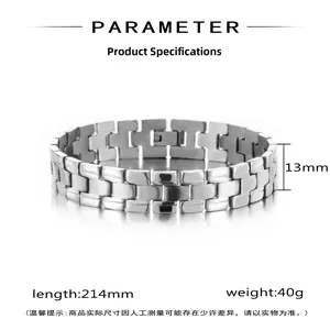 Bracelet homme en acier inoxydable type montre avec largeur de 13mm et longueur 214mm
