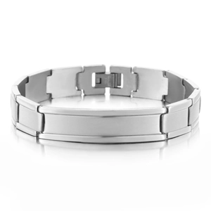 Minimaliste Bracelet ID Homme en Acier Inoxydable Poli Brossé Chaîne Géométrique Street Hip Hop Bijoux Argent