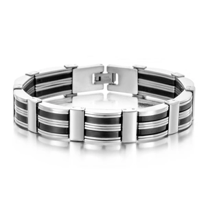 Bracelet Hip Hop en Acier Inoxydable et Silicone pour Hommes Style Industriel Gourmette Géométrique Bijoux de Fête Homme