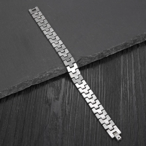Bracelet pour homme en acier inoxydable à maillons en H avec finition brossée mate