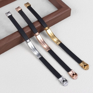 Fashionable stainless steel silicone bracelets in silver, gold, and rose gold finishes