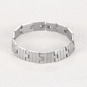 Bracelet en acier inoxydable pour homme avec maillons rectangulaires polis