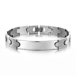 Minimalist Stainless Steel Curved ID Plate Bracelet For Men Women Polished Plain Metal Link Chain Bracelet Fashion Jewelry