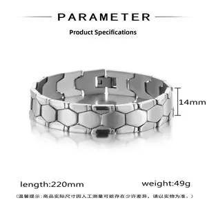 Paramètres de taille du bracelet en acier inoxydable de 14mm de large