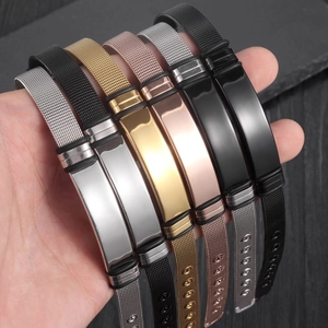 Adjustable mesh watch band bracelet in silver, gold, black, and rose gold finishes