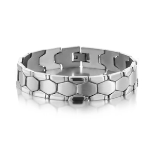 Bracelet à Maillons en Nid d'Abeille Hexagonal Géométrique en Acier Inoxydable pour Hommes Bijoux de Mode Polis