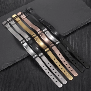 Adjustable stainless steel mesh bracelet set in silver black gold and rose gold colors