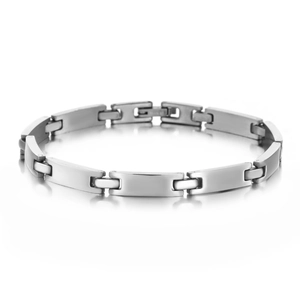 Women's Minimalist Stainless Steel Link Bracelet Polished Geometric Rectangular Chain Bangle Fashion Jewelry For Daily Wear Silver