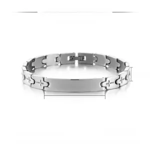 Guide des tailles du bracelet chaîne en acier inoxydable argenté avec reliefs de croix