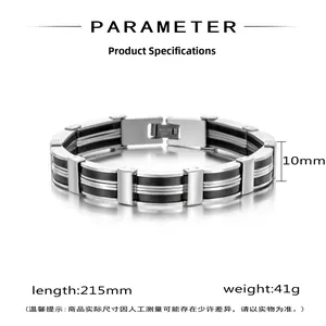Dettaglio del bracciale da uomo in acciaio e silicone da 10mm con dimensioni esatte