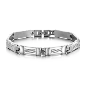Bracelet à Maillons Rayés en Acier Inoxydable Minimaliste pour Femmes Style Industriel Poli Géométrique Bijoux de Mode Quotidienne