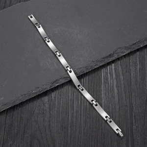 Sleek silver stainless steel link bracelet for women with a minimalist modern design
